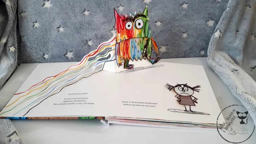 “Kolorowy potwór” - Anna Llenas - książeczka pop-up - Kot, kawa i książki