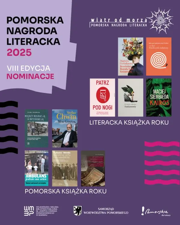 Poznaliśmy nominacje do Pomorskiej Nagrody Literackiej „Wiatr od morza” 2025, źródło: wbpg.org.pl